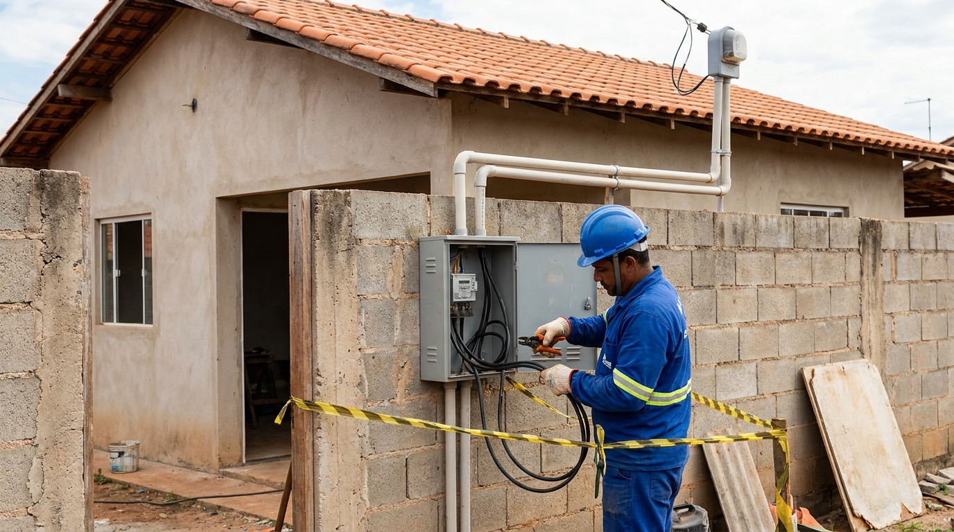 Eletricista instalando padrao de energia em Maceió‑AL