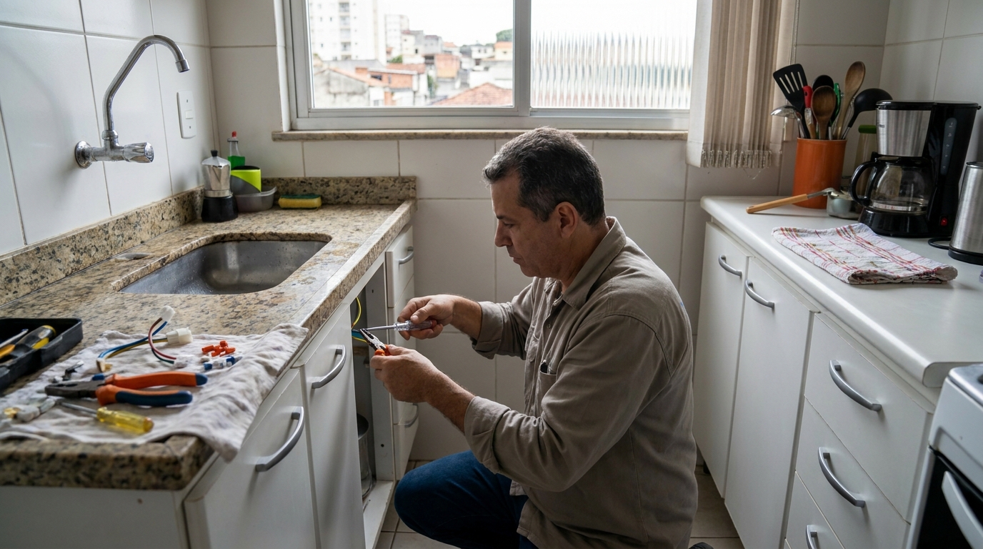 Eletricista instalando torneira eletrica em Maceió‑AL