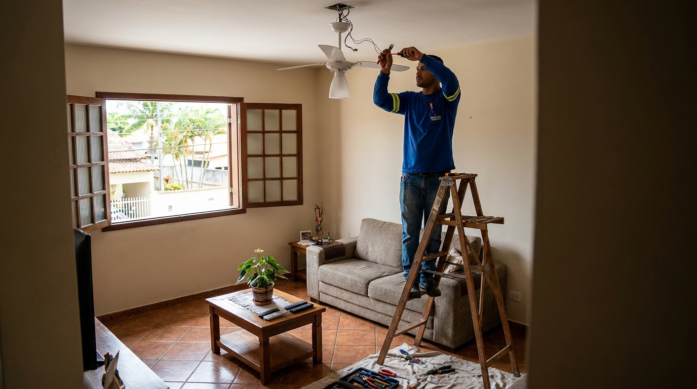 Instalacao de ventilador de teto profissional em Maceió‑AL