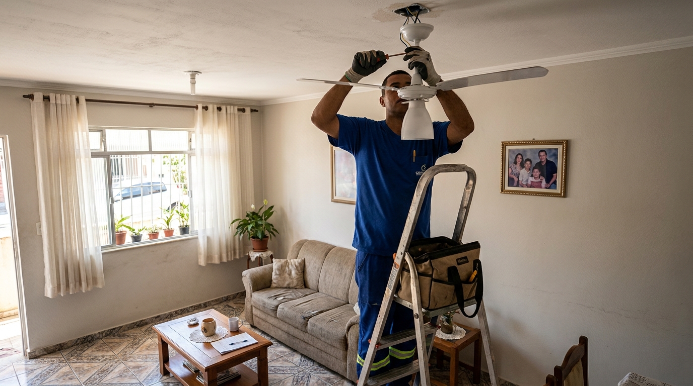 Instalacao de ventilador de teto residencial em Maceió‑AL