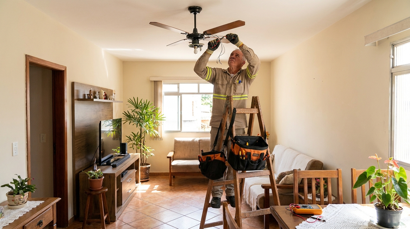 Montagem de ventilador de teto em Maceió‑AL